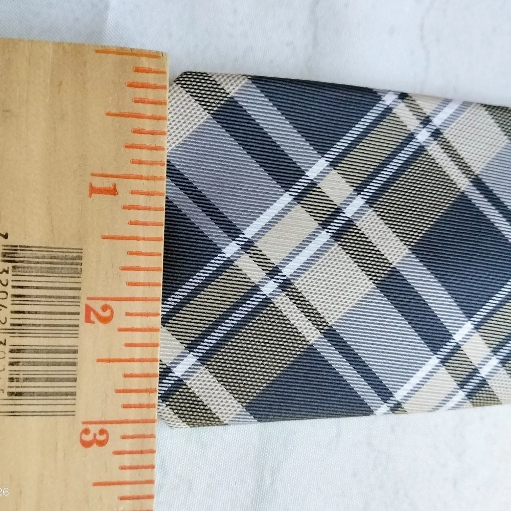 PRONTO UOMO COUTURE GRAY KHAKI CHECKS PLAID SILK NECKTIE TIE CLASSIC HANDMADE .T